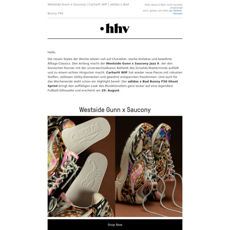 Westside Gunn x Saucony | Carhartt WIP | adidas x Bad Bunny F50 - newsletter screenshot