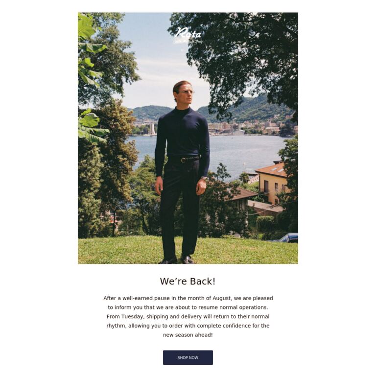 We’re Back! - newsletter screenshot
