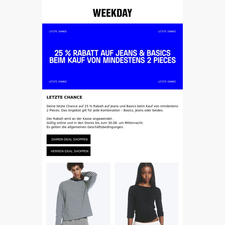 Letzte Chance: 25 % Rabatt - newsletter screenshot