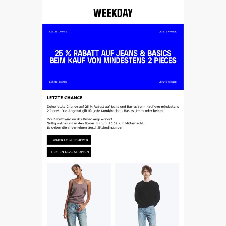 Letzte Chance: 25 % bis Mitternacht - newsletter screenshot