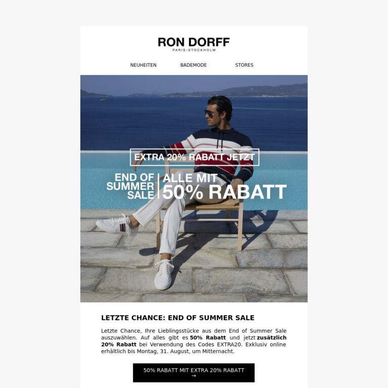 50% Rabatt mit extra 20% Rabatt | Letzte Chance - newsletter screenshot