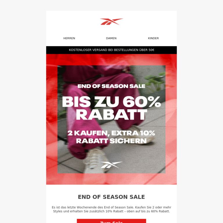 Nur noch 48 Stunden: End of Season Sale - newsletter screenshot