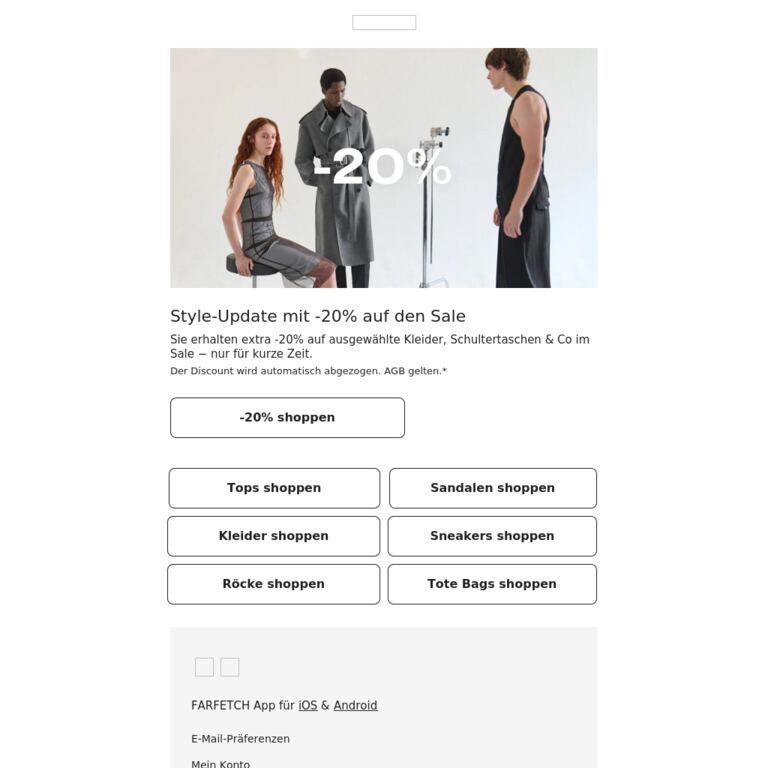 -20% auf Sale-Kleider & Co - newsletter screenshot