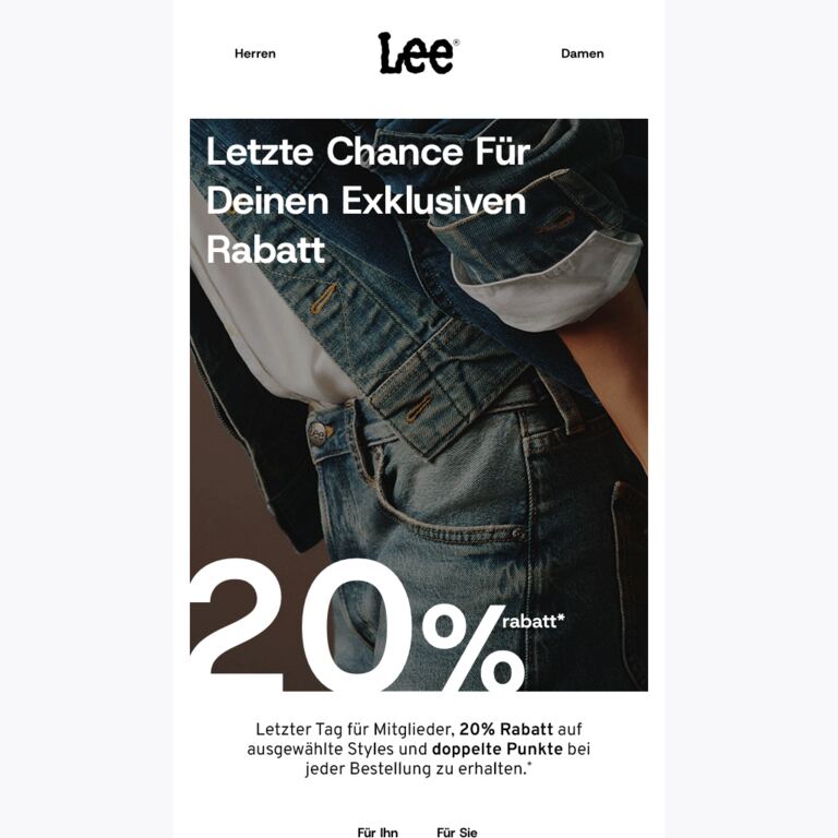 LETZTE CHANCE: -20%  für Rewards-Mitglieder ✨ - newsletter screenshot