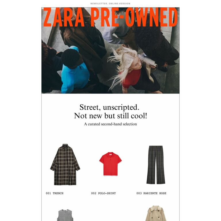 ZARA PRE-OWNED - newsletter screenshot