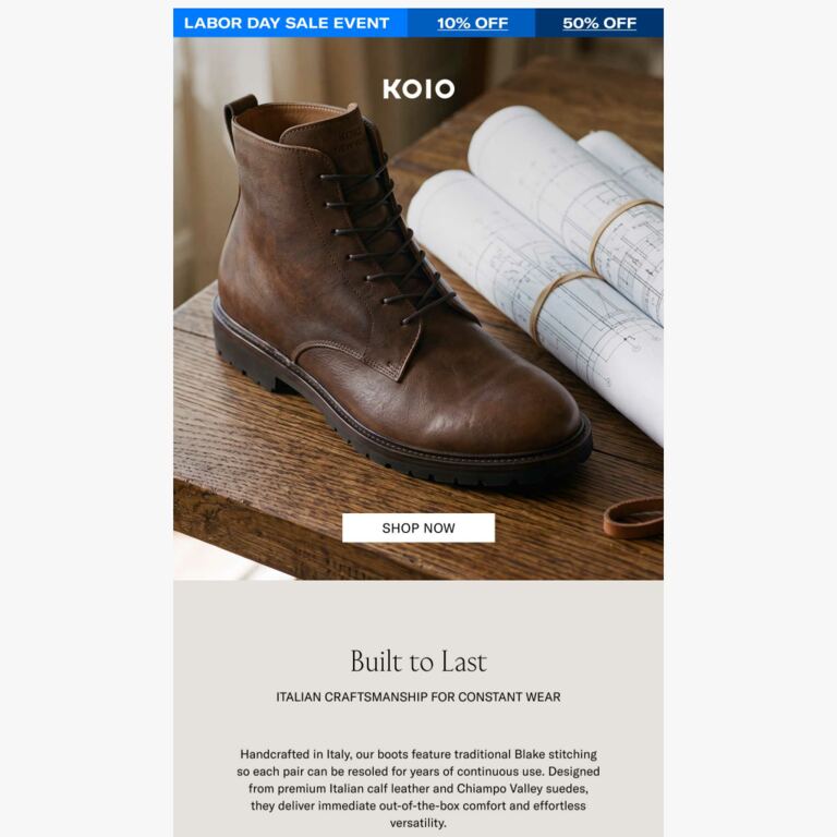Italian Boots Are Back - newsletter screenshot