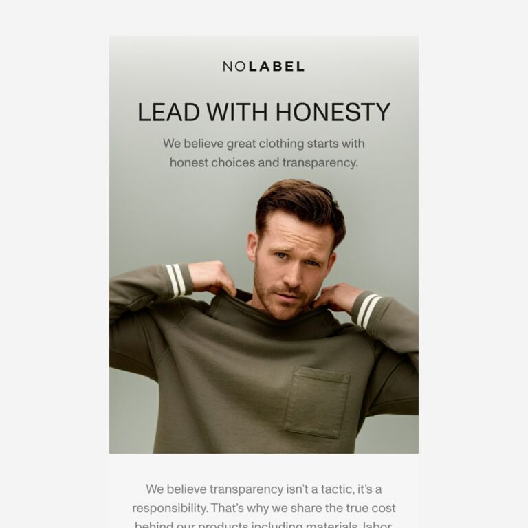 Why we share the true cost of every product - newsletter screenshot