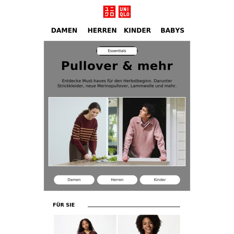 Neue Woche, neue Pullover - newsletter screenshot
