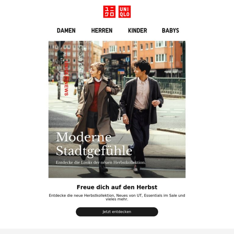 Der September bei UNIQLO - newsletter screenshot