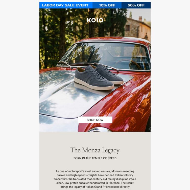 Monza: Styled for F1 Weekend - newsletter screenshot