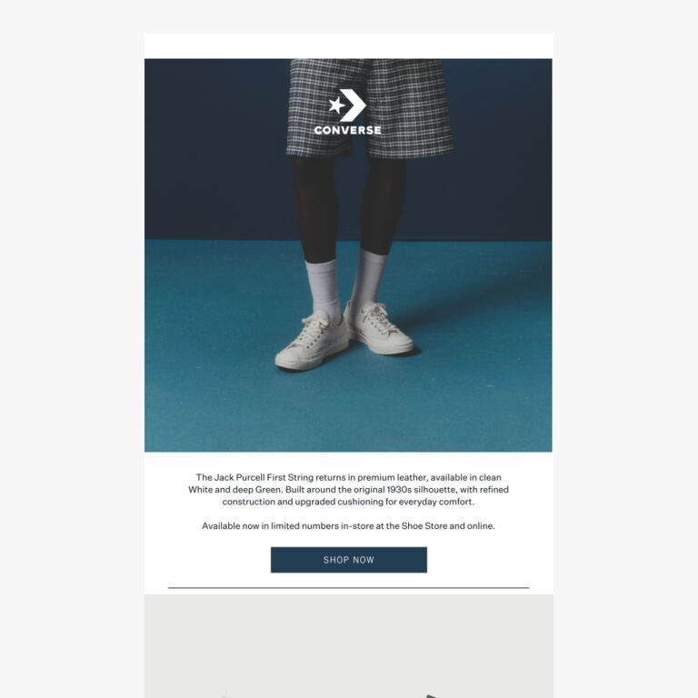 Out Now: Converse Jack Purcell First String - newsletter screenshot