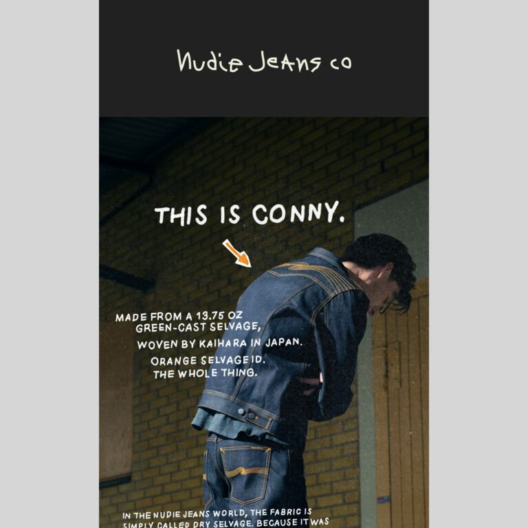 What? A jacket in selvedge? - newsletter screenshot