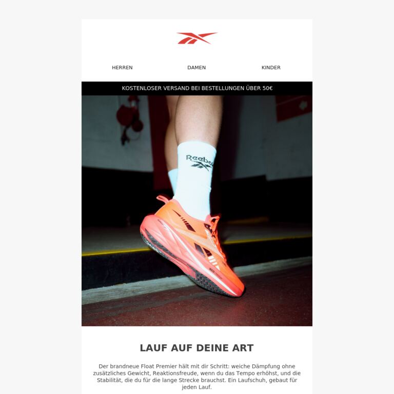 Jeder Lauf, ein Schuh - newsletter screenshot