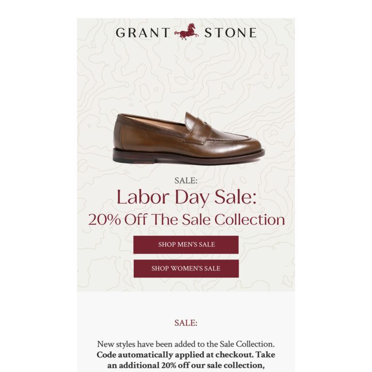 Labor Day Sale: Extra 20% Off - newsletter screenshot