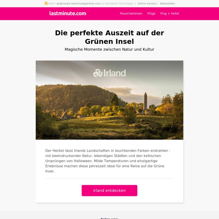 Herbst? Auf nach Irland! - newsletter screenshot
