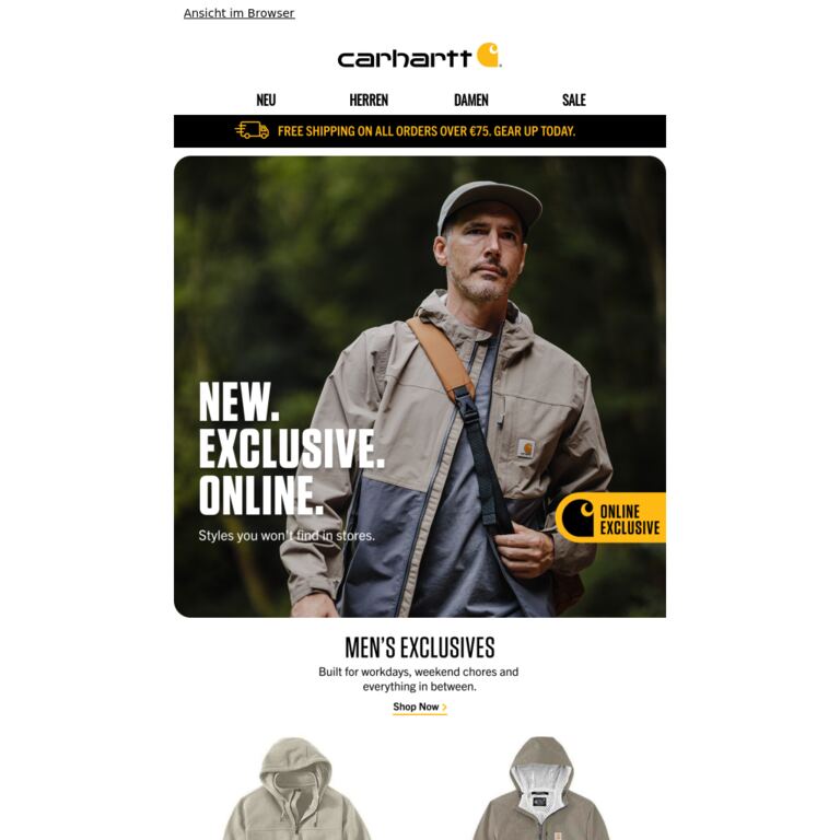 Exclusive gear you won't find anywhere else - newsletter screenshot