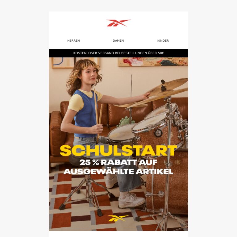 25 % Rabatt auf Back-to-School-Styles - newsletter screenshot