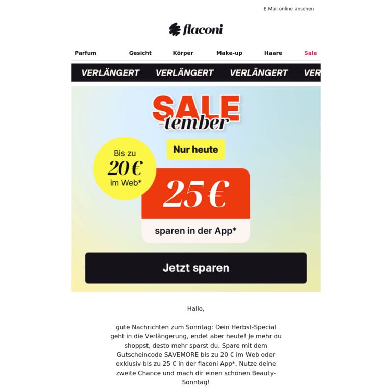 Extra-Zeit für deinen 25 € Gutschein 🧡 - newsletter screenshot