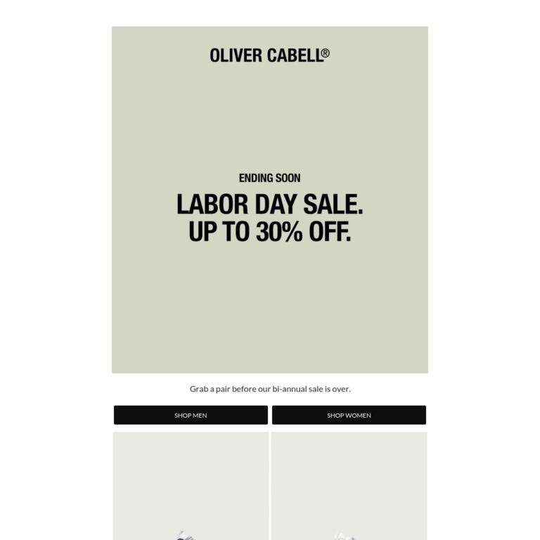 Ending Soon: Up to 30% Off - newsletter screenshot