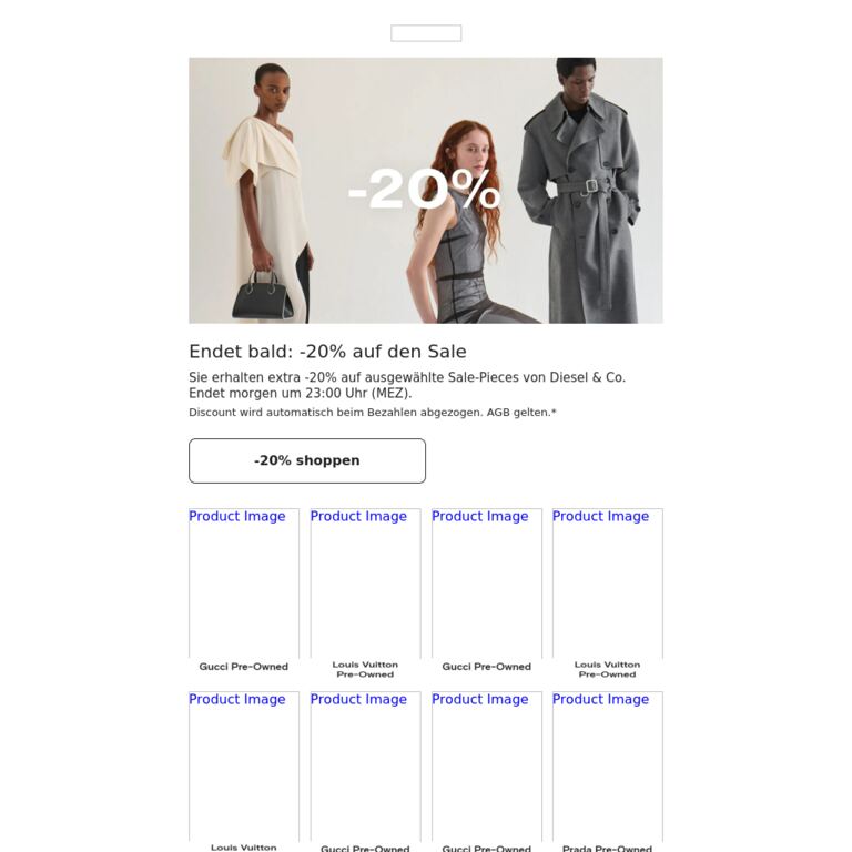 -20% auf den Sale - newsletter screenshot