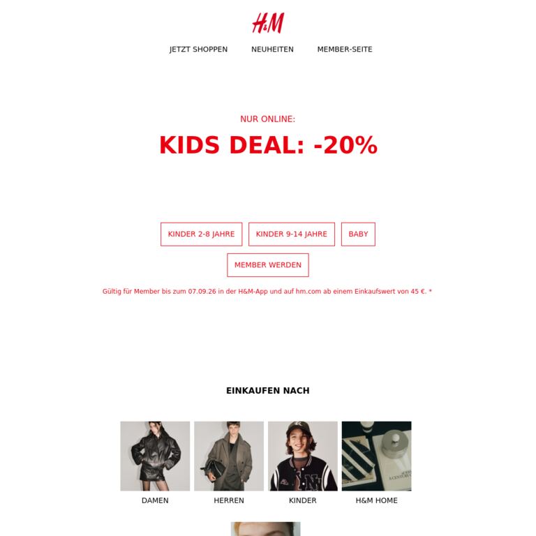 Letzte Chance | Kids Deal: -20% - newsletter screenshot