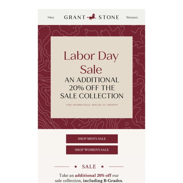 Labor Day Savings: Extra 20% Off - newsletter screenshot
