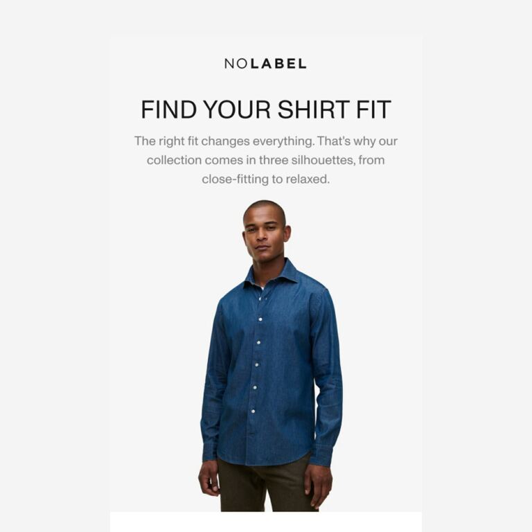 Find your perfect shirt fit - newsletter screenshot