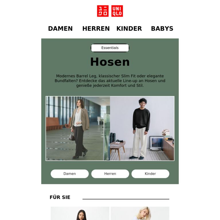 Neue Saison – neue Hosen - newsletter screenshot