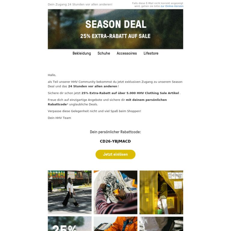 Season Deal: Exklusiver Pre-Access. Sei unter den Ersten! - newsletter screenshot