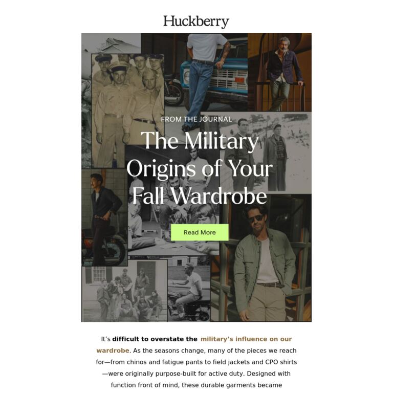 Military-Inspired Staples for Fall - newsletter screenshot