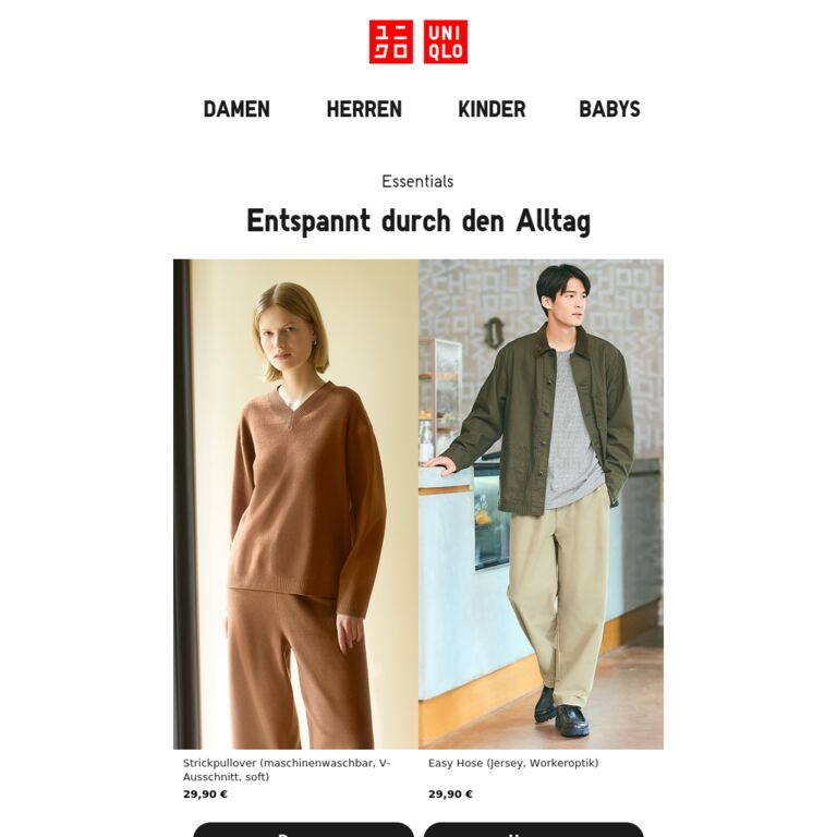 Legere Essentials für den Alltag - newsletter screenshot