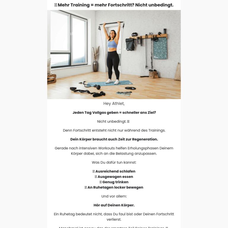 😴 Mehr Training = mehr Fortschritt? - newsletter screenshot