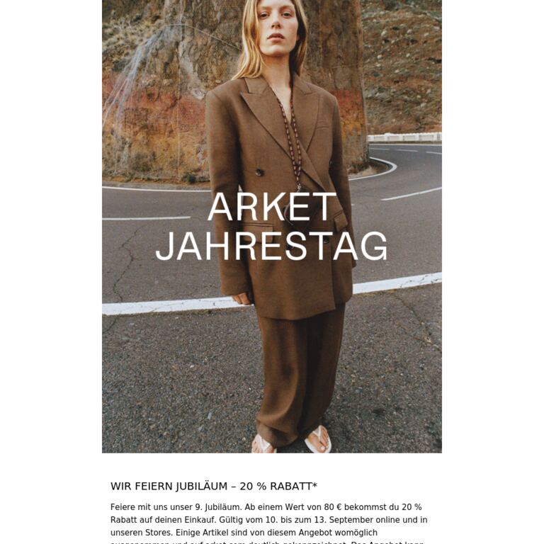 WIR FEIERN JUBILÄUM – 20 % RABATT* - newsletter screenshot