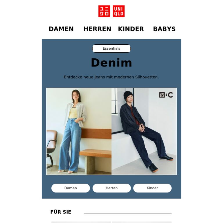 Entdecke die neue denimkollektion - newsletter screenshot