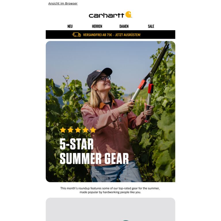 Gear that earned 5 stars this month - newsletter screenshot