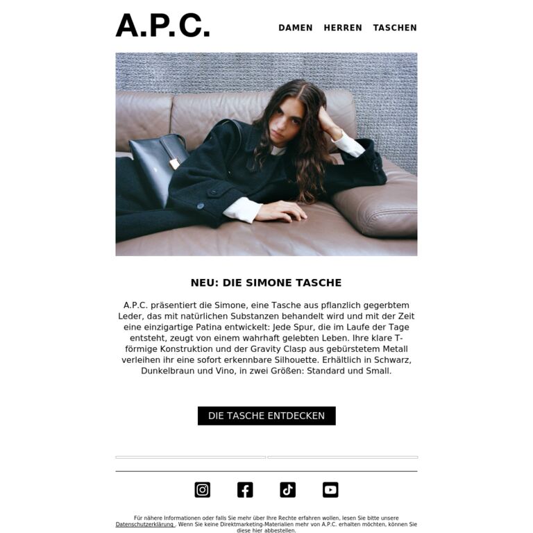 Neu: Die Simone Tasche - newsletter screenshot