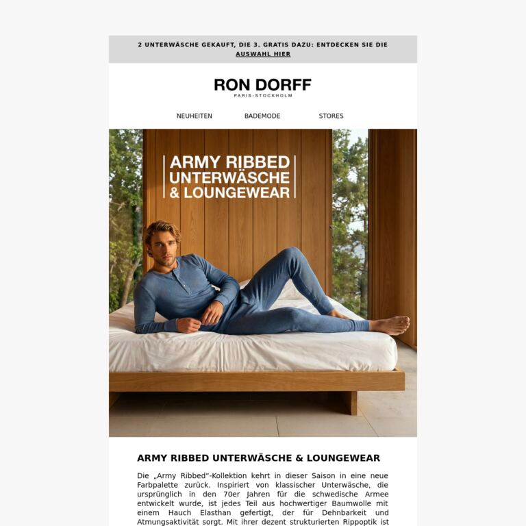 Army Ribbed Unterwäsche & Loungewear - newsletter screenshot