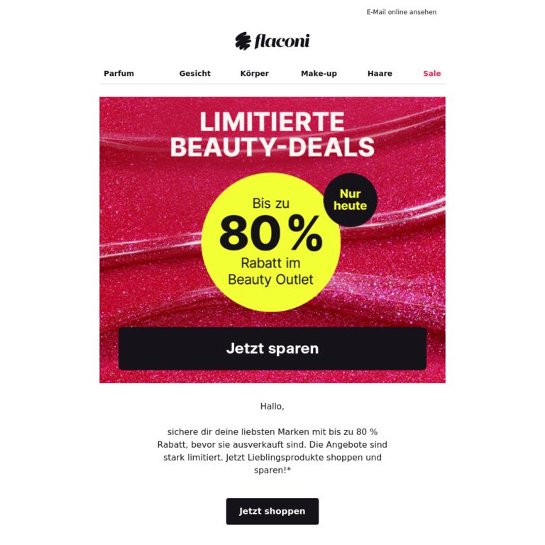 Schnell sein: Bis zu 80 % im Outlet! 🏃‍♀️ - newsletter screenshot