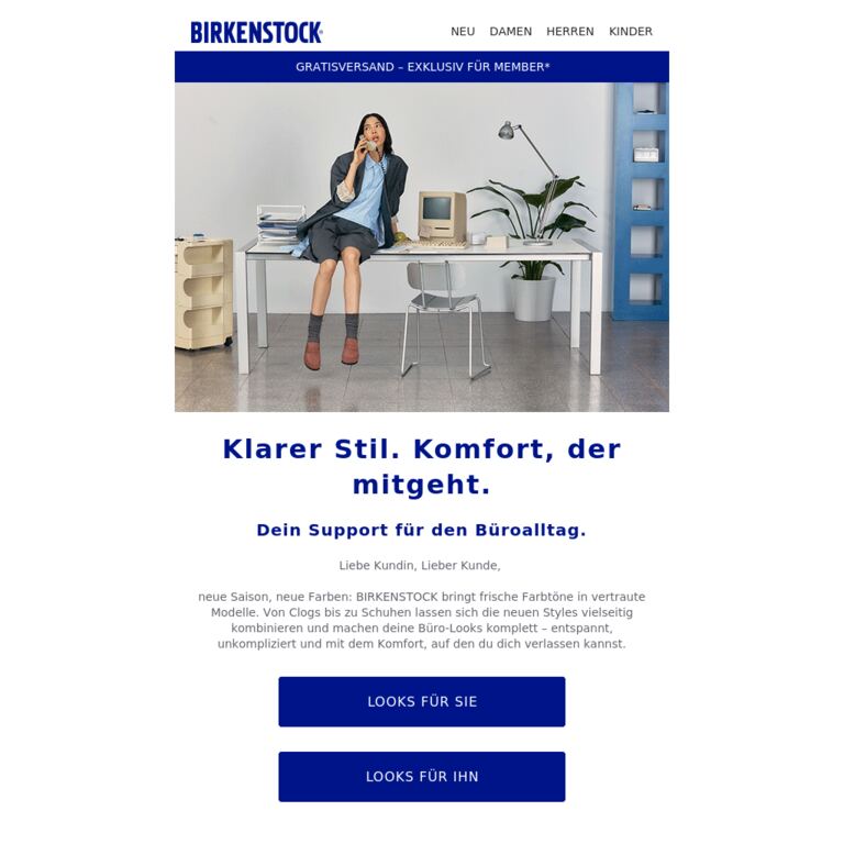 Die besten Looks fürs Büro. - newsletter screenshot