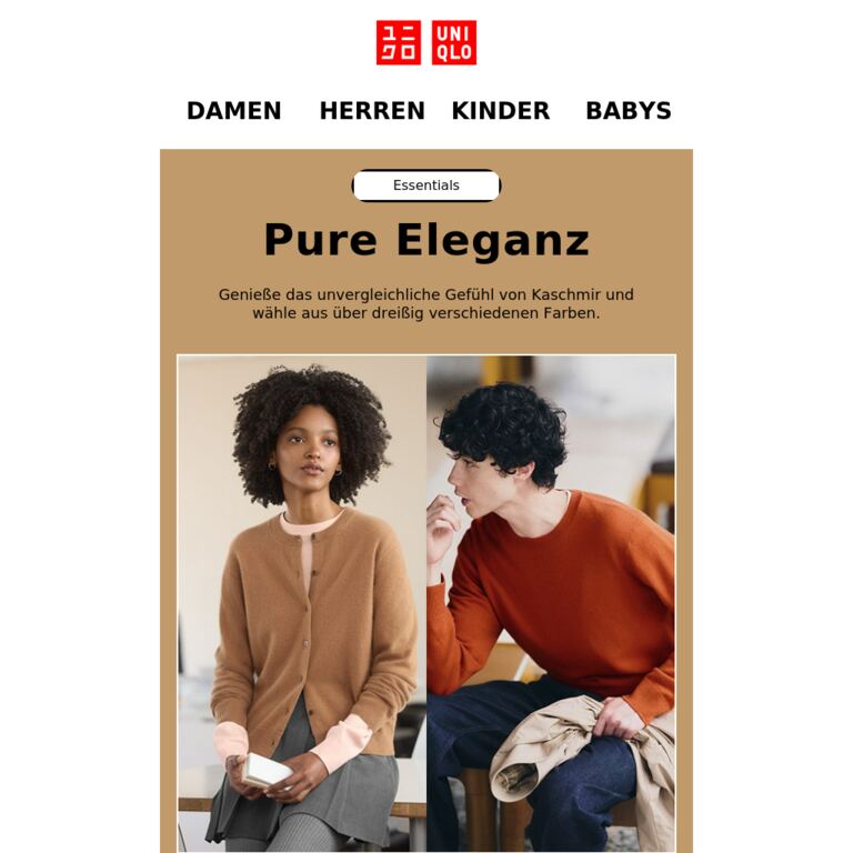 Kaschmir über 30 Farben - newsletter screenshot