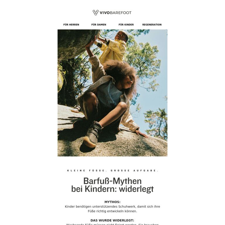 Barfuß-Mythen bei Kindern: widerlegt - newsletter screenshot