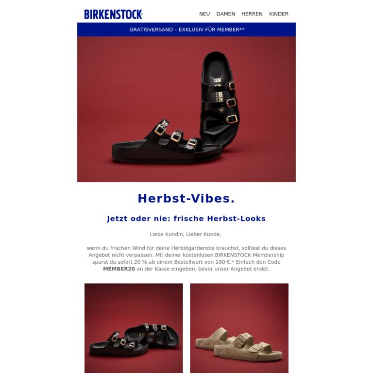 Dieser Herbst wird golden: Jetzt 20 % sparen. - newsletter screenshot