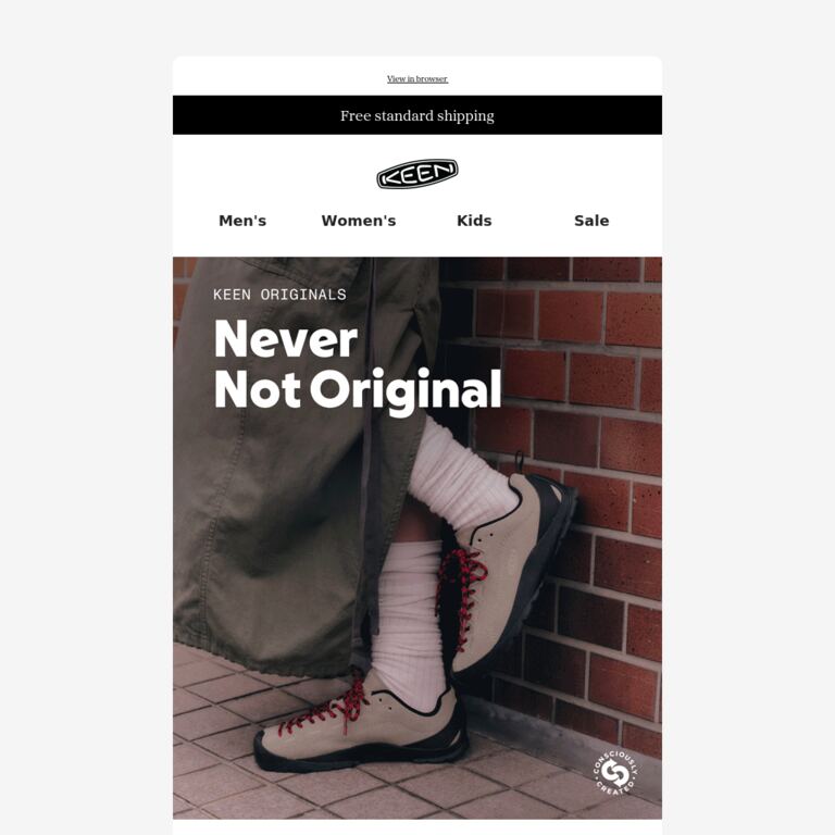 Never Not Original - newsletter screenshot