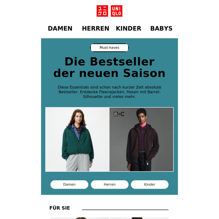 Die Bestseller der neuen Saison - newsletter screenshot