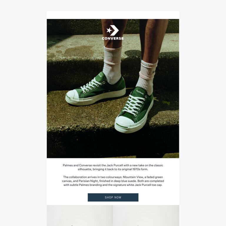 Palmes x Converse: The Jack Purcell Returns - newsletter screenshot