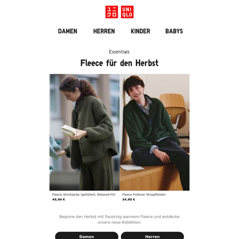 Fleece für alle - newsletter screenshot