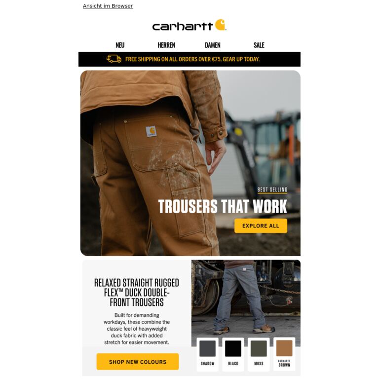 Your hardest-working trousers start here - newsletter screenshot