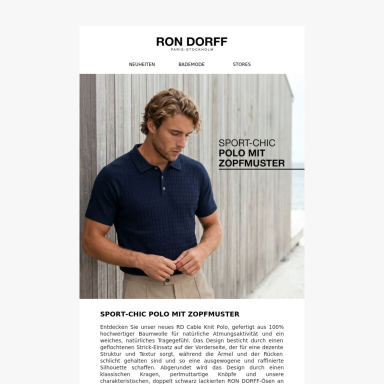 Sport-Chic Polo mit Zopfmuster - newsletter screenshot