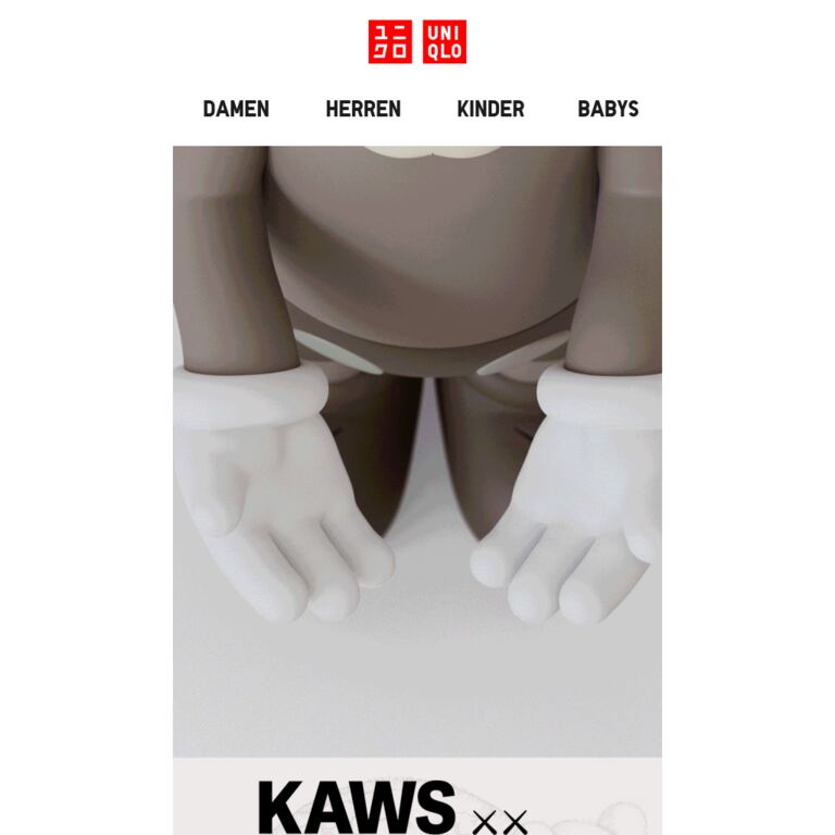 KAWS UNIVERSE UT | Jetzt erhältlich - newsletter screenshot