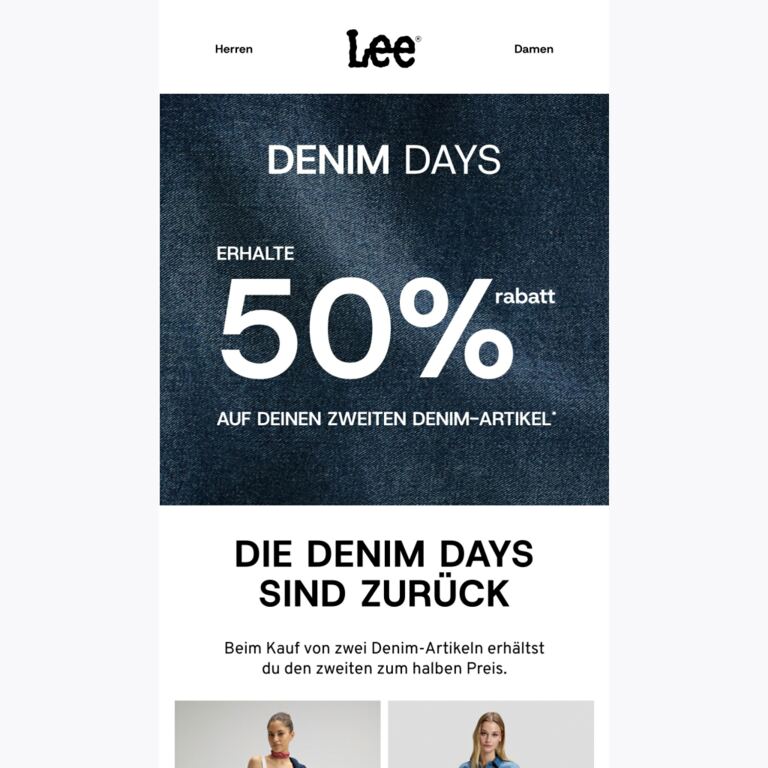 DIE DENIM DAYS SIND ZURÜCK👖 - newsletter screenshot